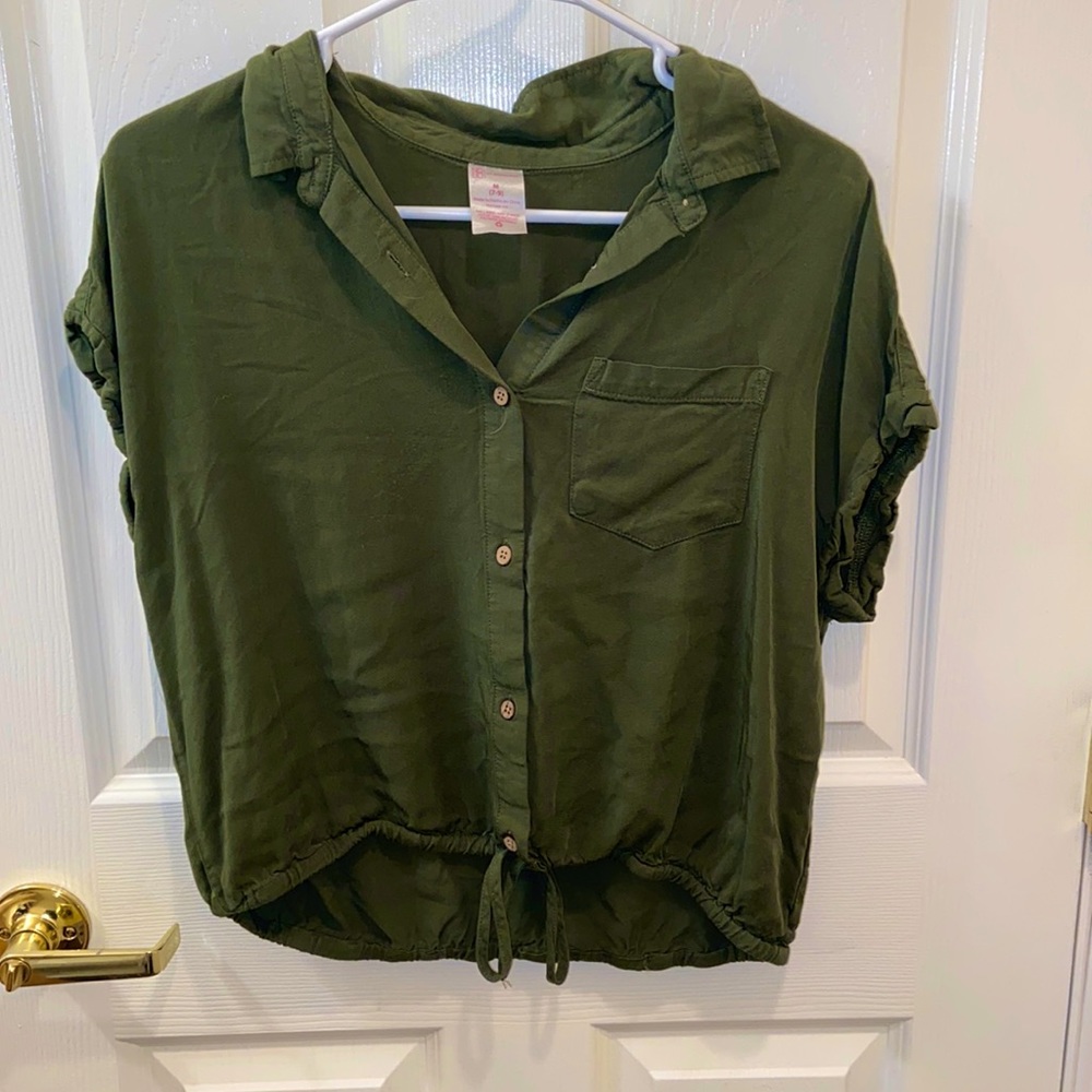 No Boundaries Tie Button Down Blouse